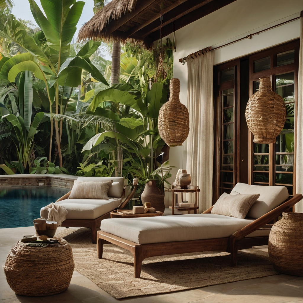 Sheer drapes, plush seating, and woven elements bring the essence of a high-end coastal resort home.