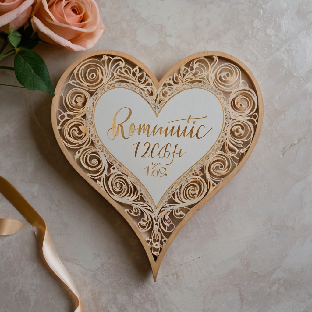 A hand-lettered wooden heart featuring love quotes or names in elegant cursive. A sentimental touch for bedrooms or gifts.