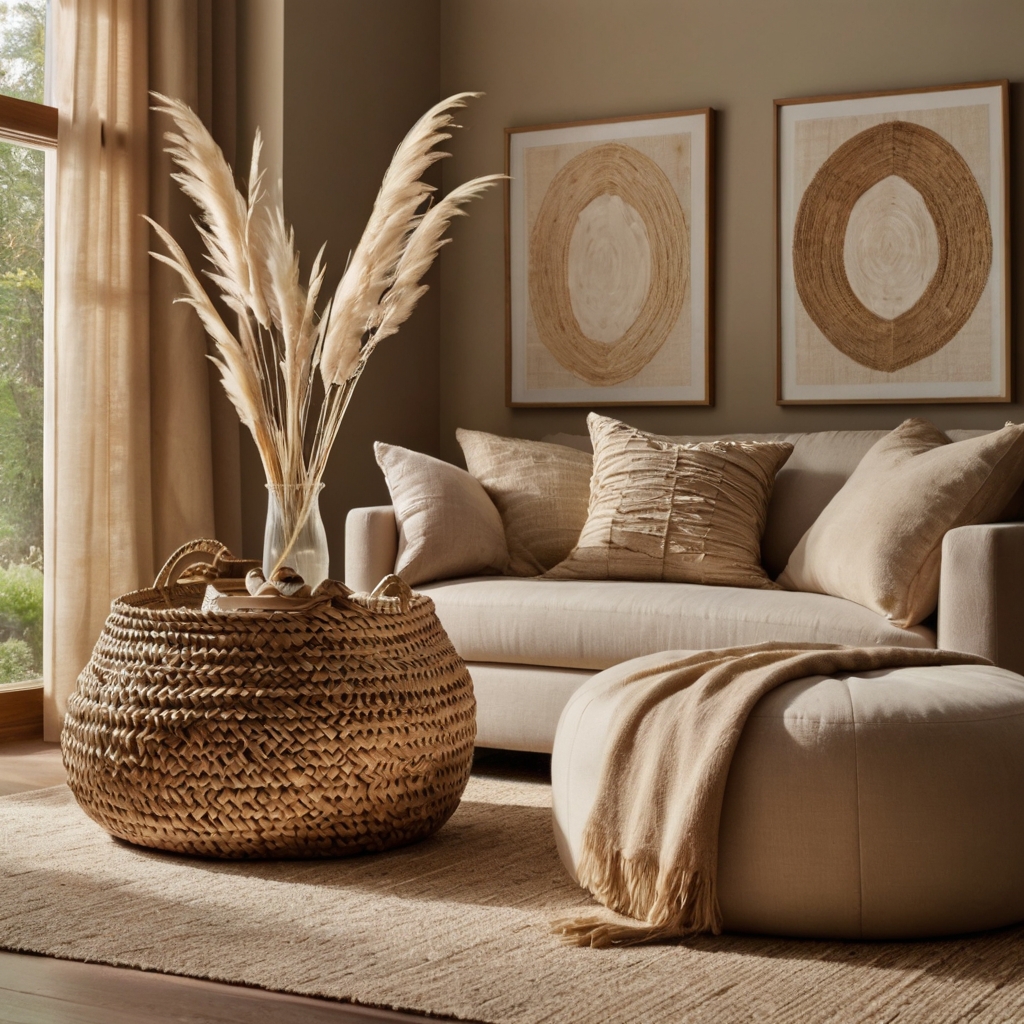 Soft beiges, woven textures, and light woods bring a warm, effortless coastal ambiance to any space.