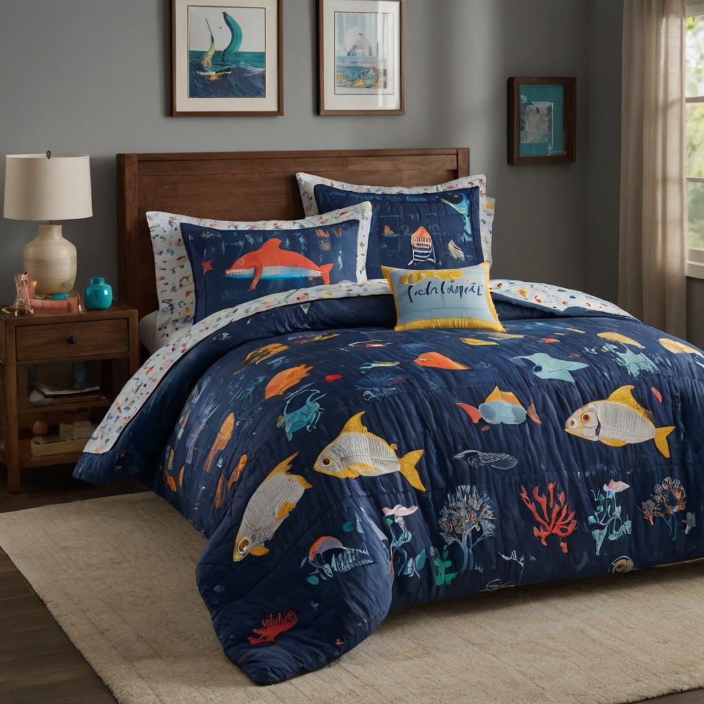 Sports, space, or ocean-themed bedding makes bedtime fun. Matching sets keep the room cohesive.