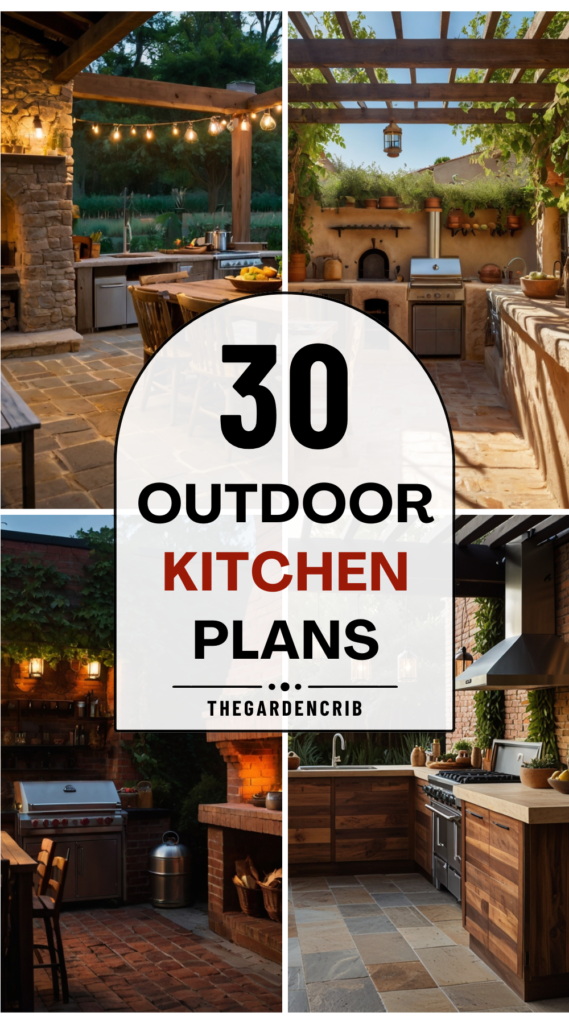 A stunning variety of outdoor kitchens, from rustic stone retreats to sleek modern grills, perfect for open-air cooking. Each design features unique elements like fire pits, pergolas, and scenic backdrops.