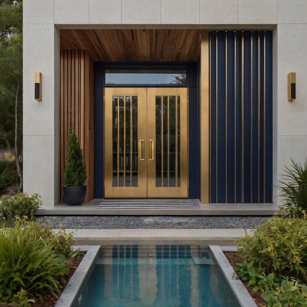 A striped door makes a bold statement, adding personality to entryways. Its clean lines and contrasting colors elevate home exteriors and interiors.