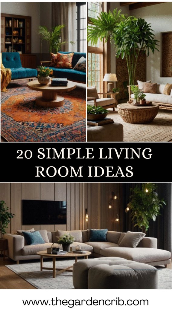 Showcasing 20 simple living room ideas with cozy designs, neutral colors, and minimalistic layouts. Each space highlights soft lighting, functional decor, and a warm, inviting atmosphere.