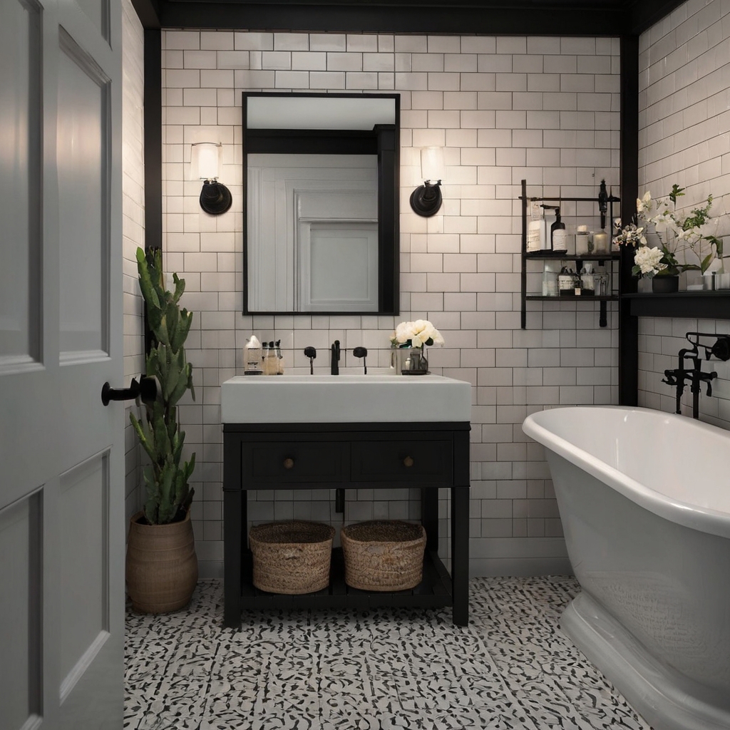 Black and White Bathroom for Timeless Style A black and white bathroom exudes timeless elegance. The perfect contrast adds sophistication and simplicity in one look.