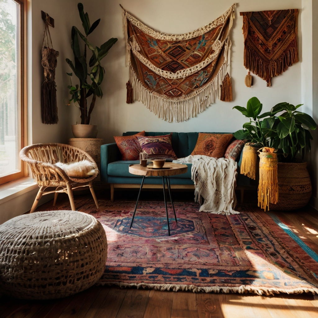 Macramé and global textiles bring carefree boho spirit. Layers of color and charm invite rest and retreat.