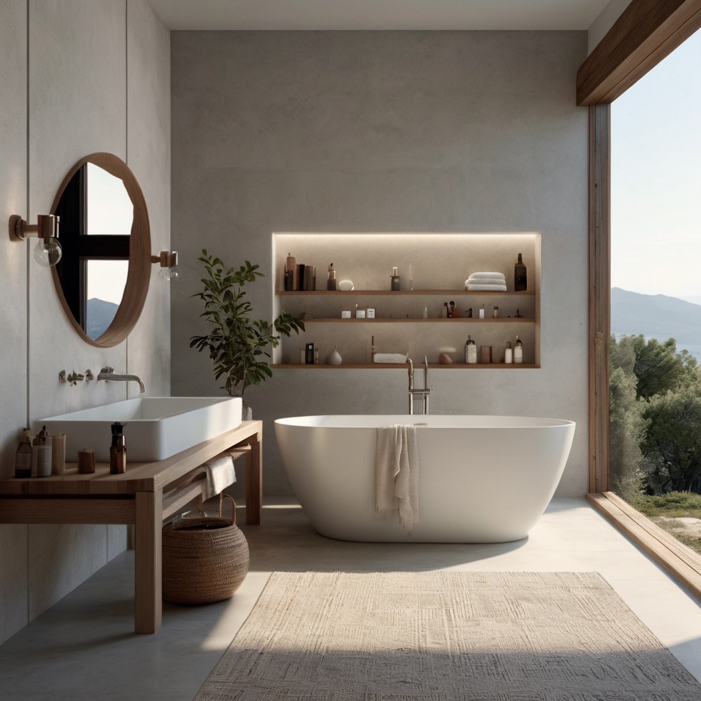 Change Your Bathroom into Minimalist Greekness Transform your bathroom into a minimalist Greek sanctuary. Clean lines and soft hues create a peaceful, elegant vibe.