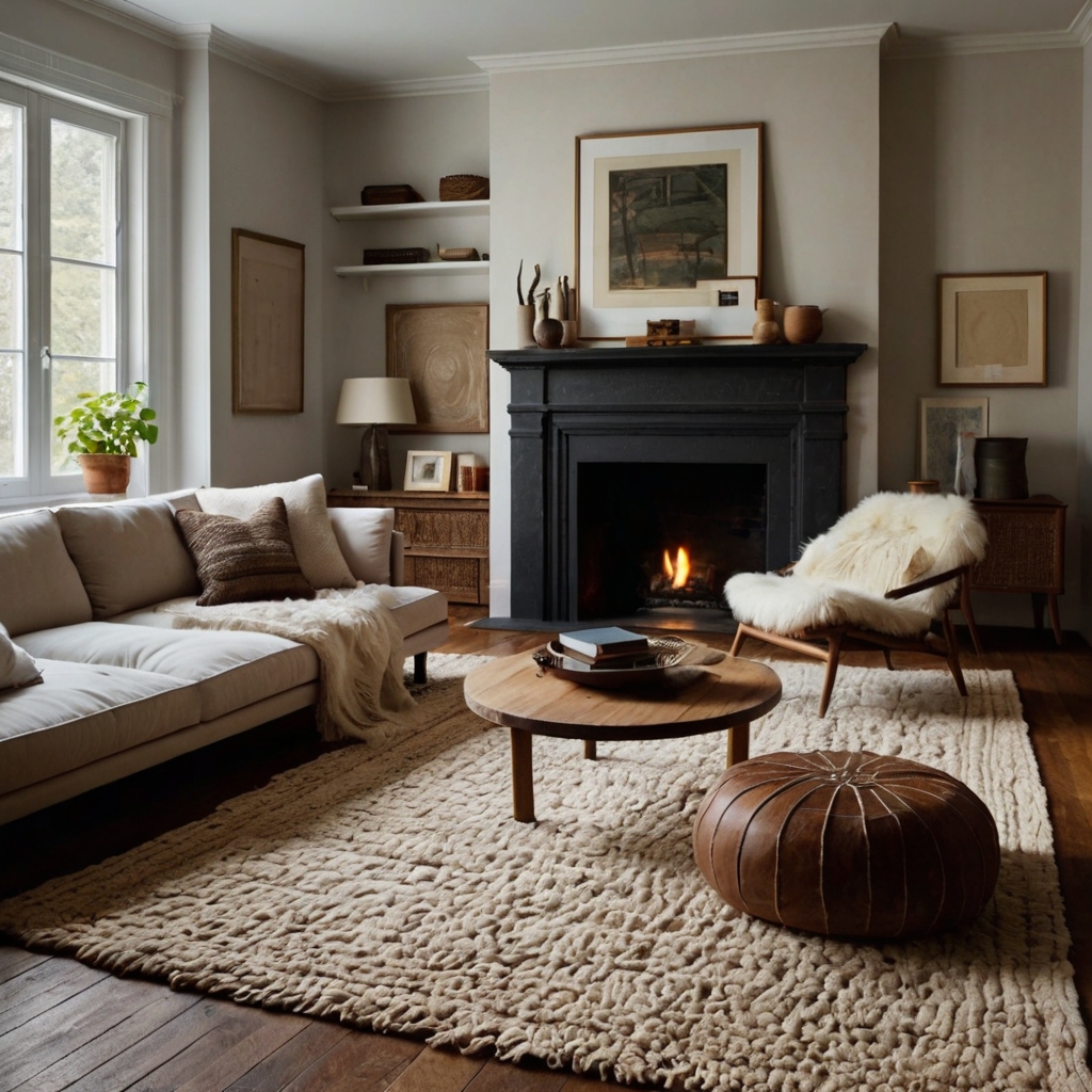 Wool, jute, and cotton rugs overlap in cozy layers. Textures and patterns bring motion beneath small feet.