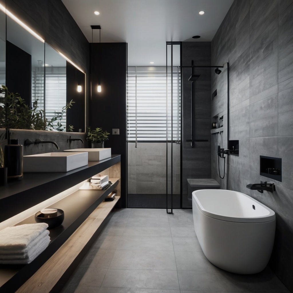 Minimalist Monochrome Bathroom Design Ideas Keep it sleek with minimalist monochrome designs. Black, white, and gray create a stylish and calm bathroom environment.