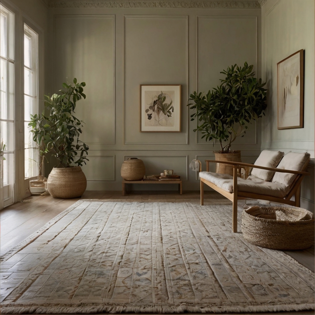 Layered textures and quiet tones shine in filtered sunlight. A calm interior filled with depth and intentional stillness.