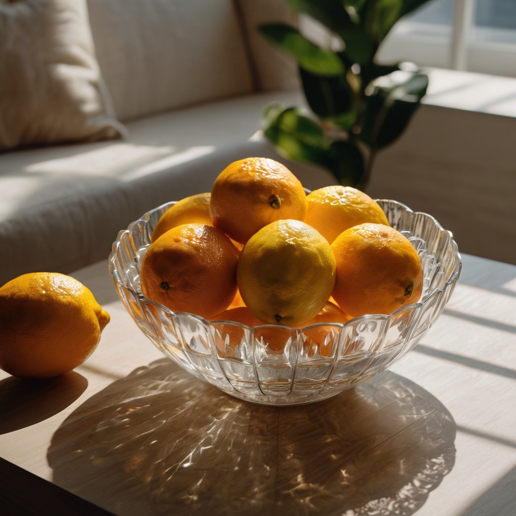 Bowls of fresh citrus fruits sit on countertops. Adds fragrance and seasonal visual interest.