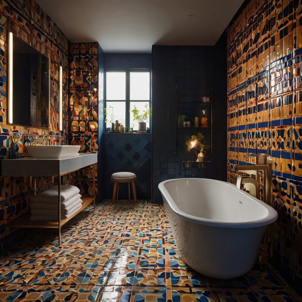 Vibrant Tile Patterns for a Bold Bathroom Look Make a statement with bold tile patterns. Geometric designs and vibrant colors transform your bathroom into a work of art.