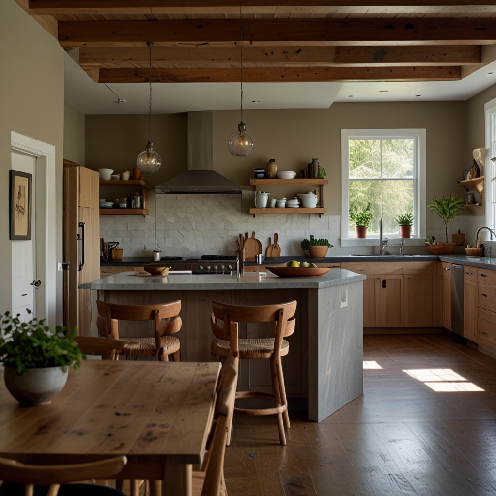 Wide-open kitchen layout with no islands or barriers, blending into adjacent living space seamlessly.