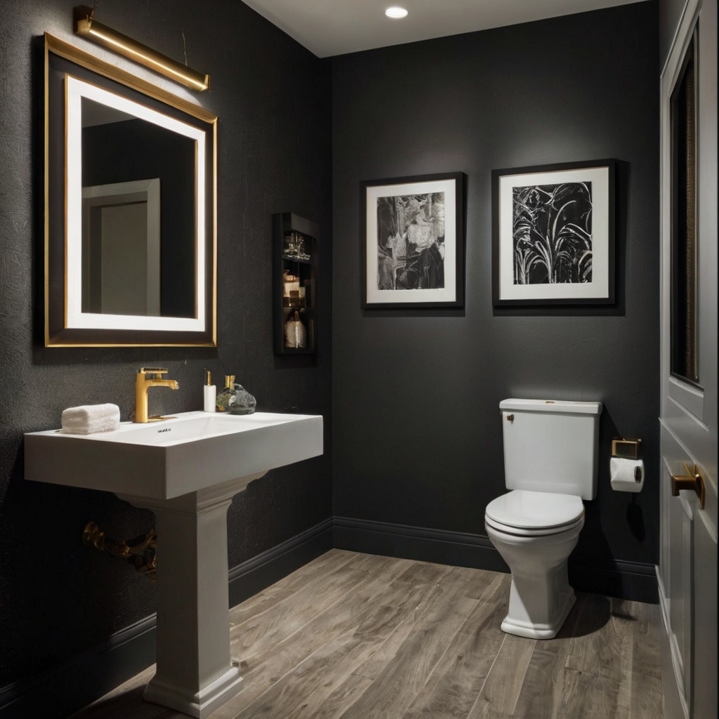 Rounded mirrors and arched doors soften the structure of the bathroom. Gentle curves add inviting charm and visual warmth.