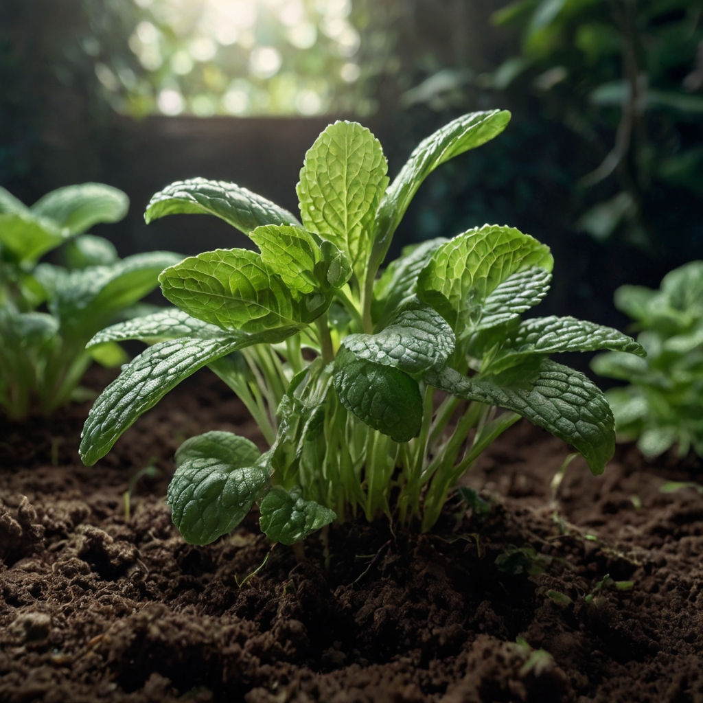 Low-angle shot of Corsican mint in cool shade with dewdrops sparkling on tiny leaves. A bare foot mid-step emphasizes this fragrant, walkable garden cover.