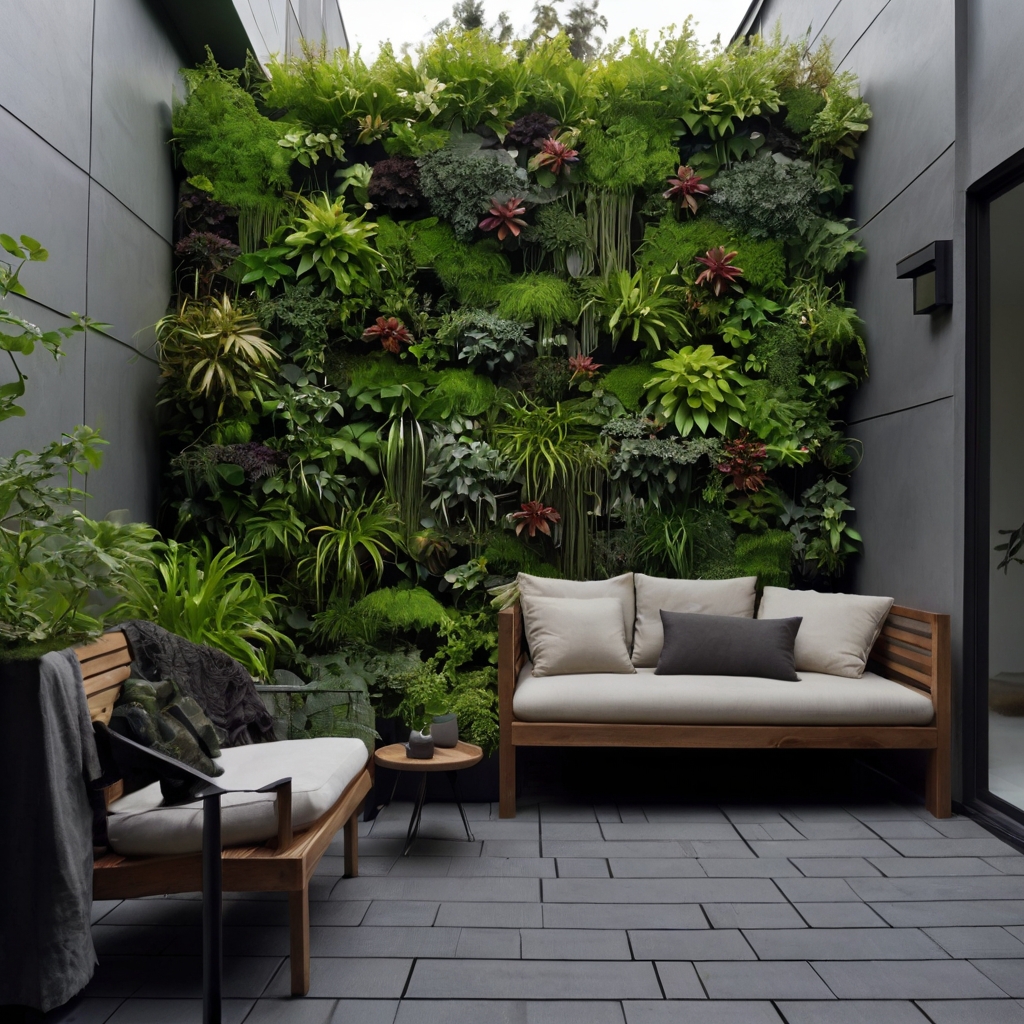 Wall-mounted plants climb upward in tight spaces. Modern yards use height for green accents.